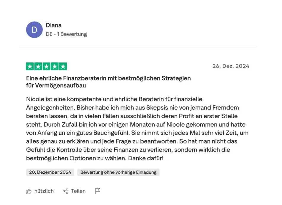 Trustpilot-Bewertung: Von Frau zu Frau